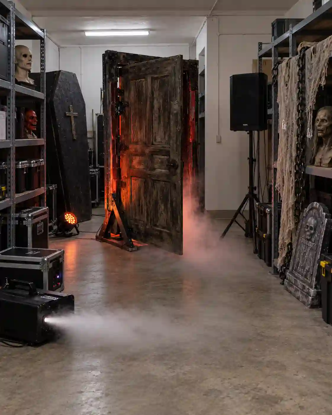 Setup with Halloween Props and backdrops